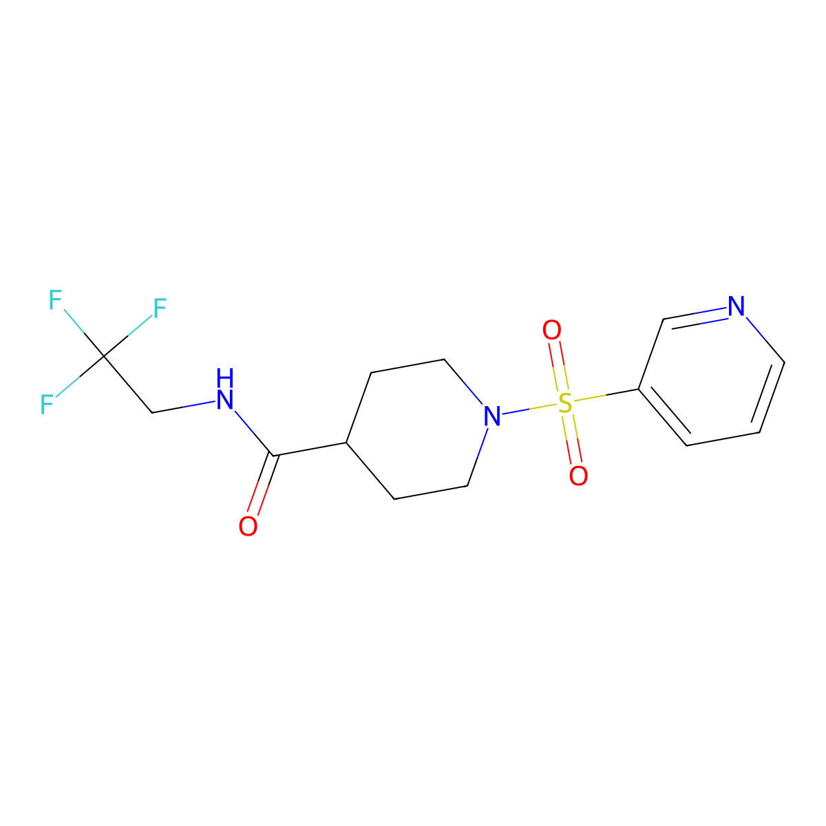 1-(pyridin-3-ylsulfonyl)-N-(2,2,2-trifluoroethyl)piperidine-4-carboxamide molecular structure, CAS 1251545-84-2