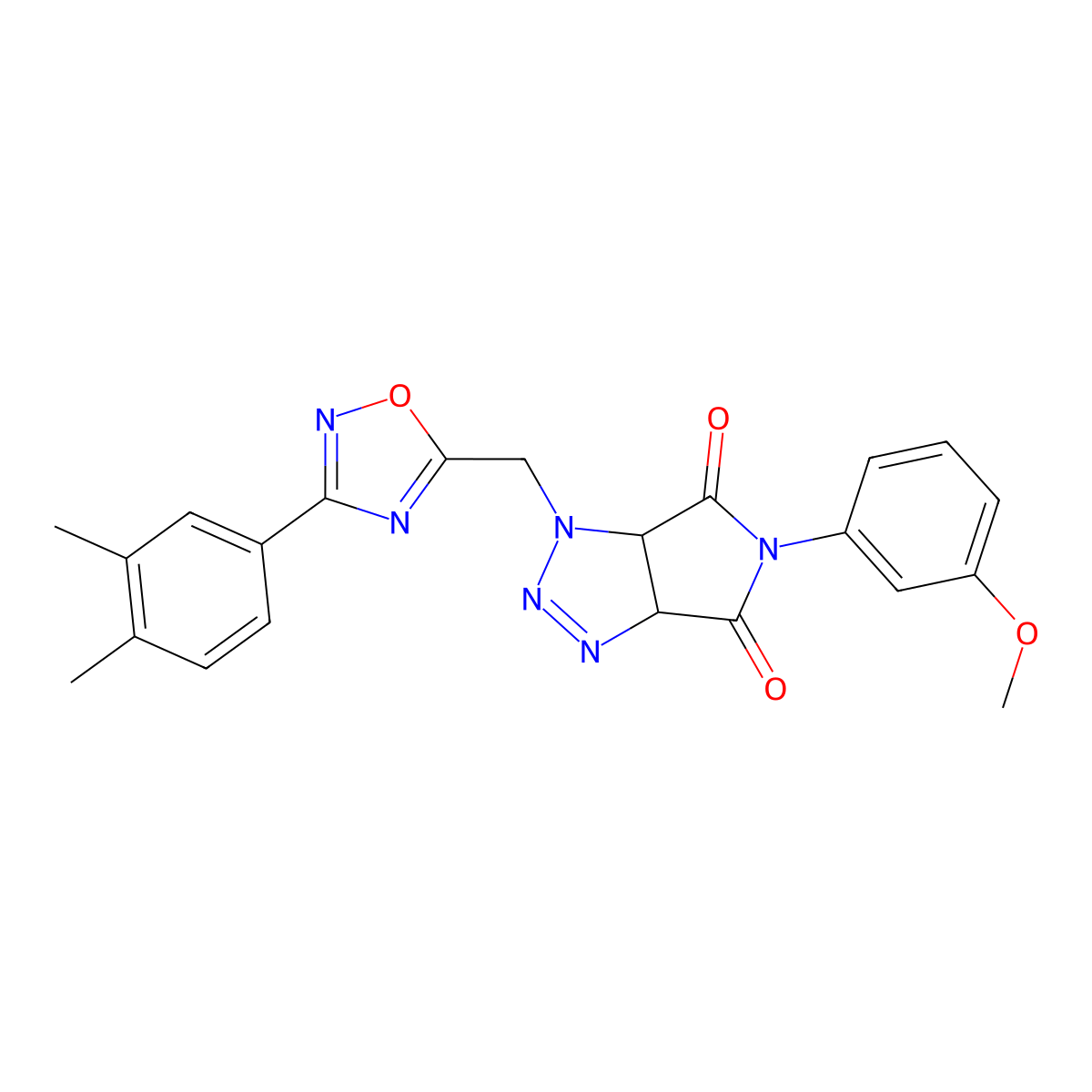 1-((3-(3,4-dimethylphenyl)-1,2,4-oxadiazol-5-yl)methyl)-5-(3-methoxyphenyl)-1,6a-dihydropyrrolo[3,4-d][1,2,3]triazole-4,6(3aH,5H)-dione molecular structure, CAS 1251545-85-3