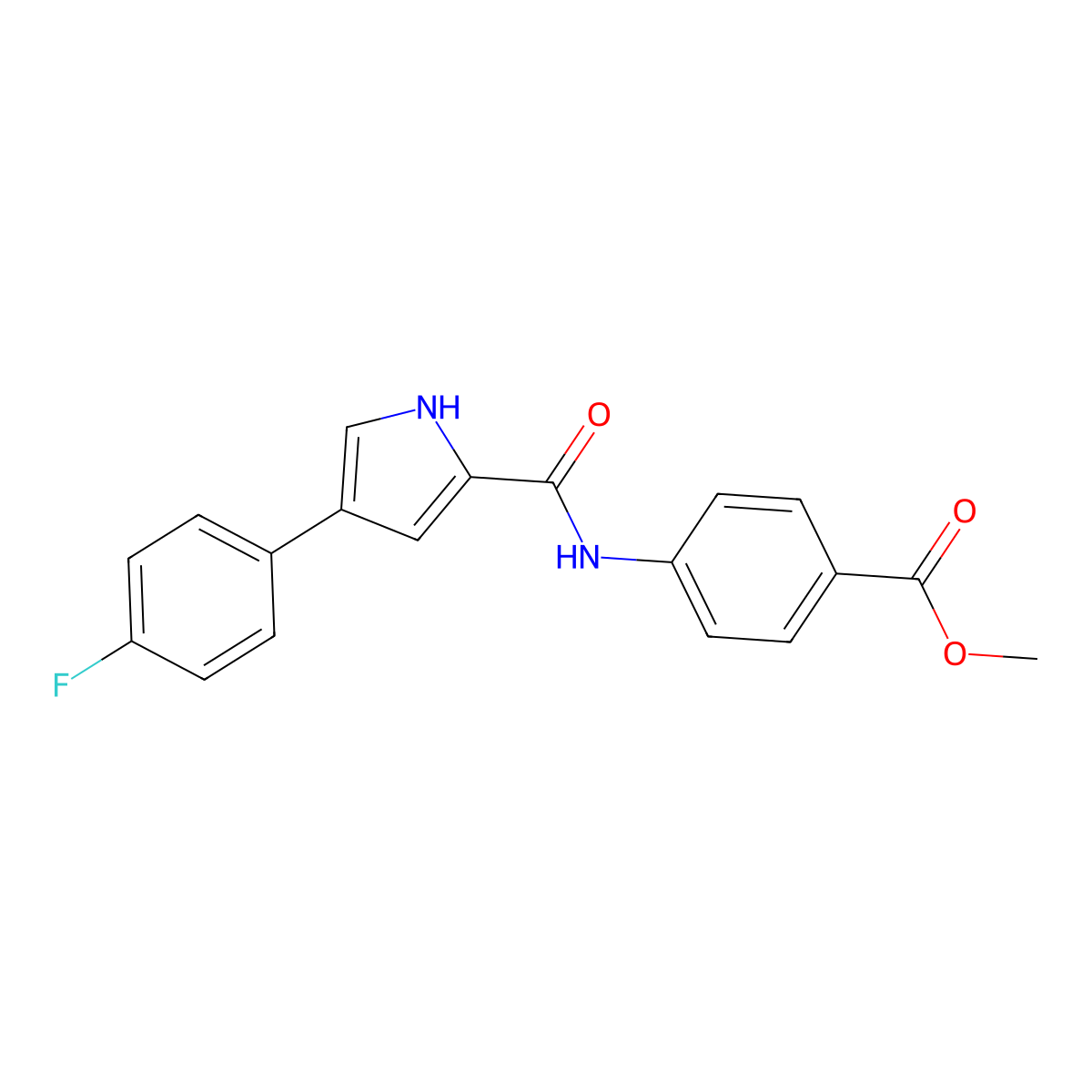 methyl 4-(4-(4-fluorophenyl)-1H-pyrrole-2-carboxamido)benzoate molecular structure, CAS 1251545-98-8