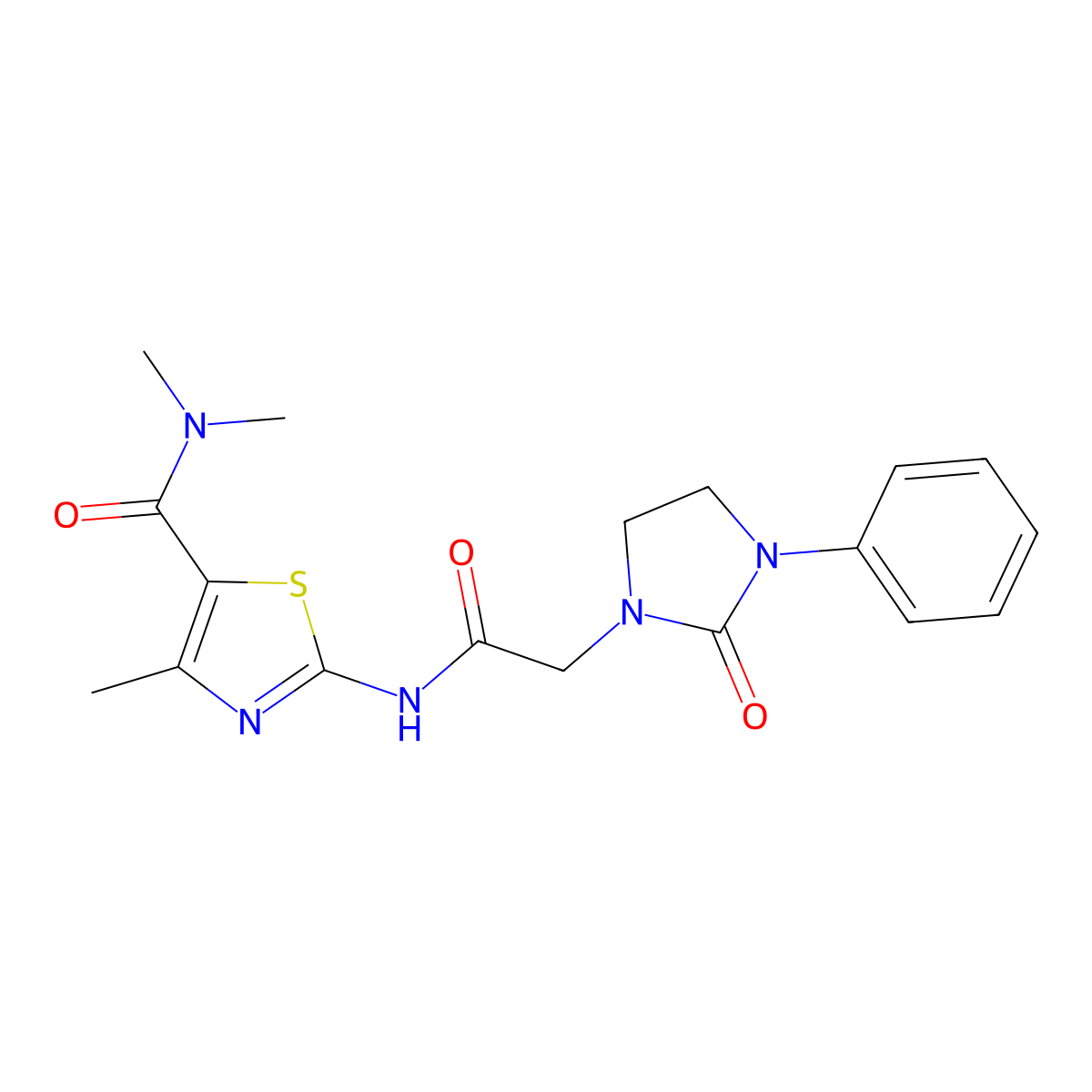 N,N,4-trimethyl-2-[2-(2-oxo-3-phenylimidazolidin-1-yl)acetamido]-1,3-thiazole-5-carboxamide molecular structure, CAS 1251546-05-0