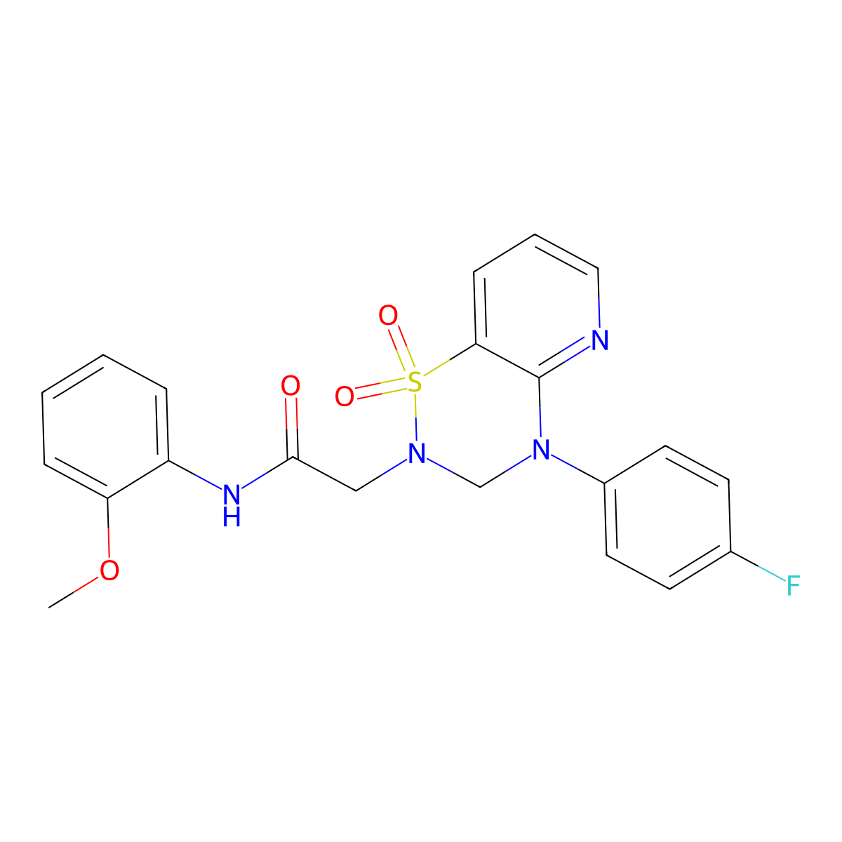 2-[4-(4-fluorophenyl)-1,1-dioxo-2H,3H,4H-1lambda6-pyrido[2,3-e][1,2,4]thiadiazin-2-yl]-N-(2-methoxyphenyl)acetamide molecular structure, CAS 1251546-07-2