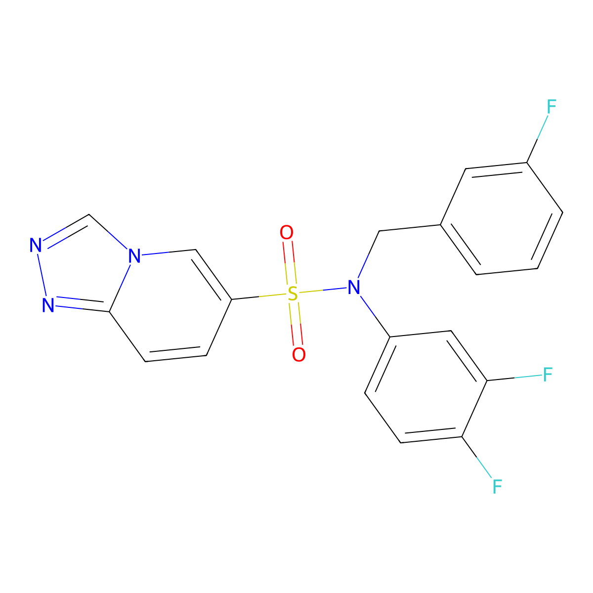 N-(3,4-difluorophenyl)-N-[(3-fluorophenyl)methyl]-[1,2,4]triazolo[4,3-a]pyridine-6-sulfonamide molecular structure, CAS 1251546-15-2