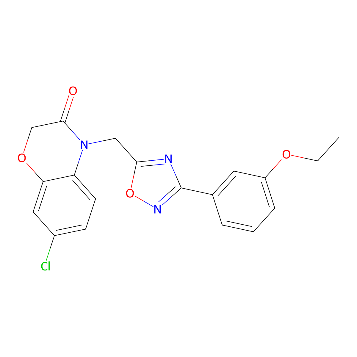 7-chloro-4-{[3-(3-ethoxyphenyl)-1,2,4-oxadiazol-5-yl]methyl}-2H-1,4-benzoxazin-3(4H)-one molecular structure, CAS 1251546-16-3