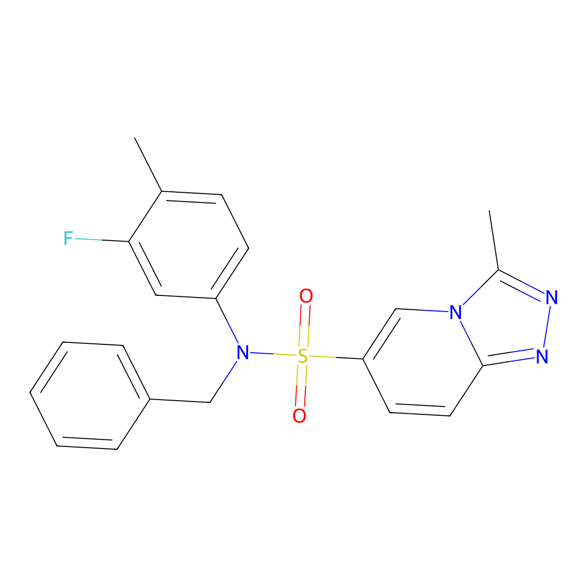 N-benzyl-N-(3-fluoro-4-methylphenyl)-3-methyl-[1,2,4]triazolo[4,3-a]pyridine-6-sulfonamide molecular structure, CAS 1251546-23-2