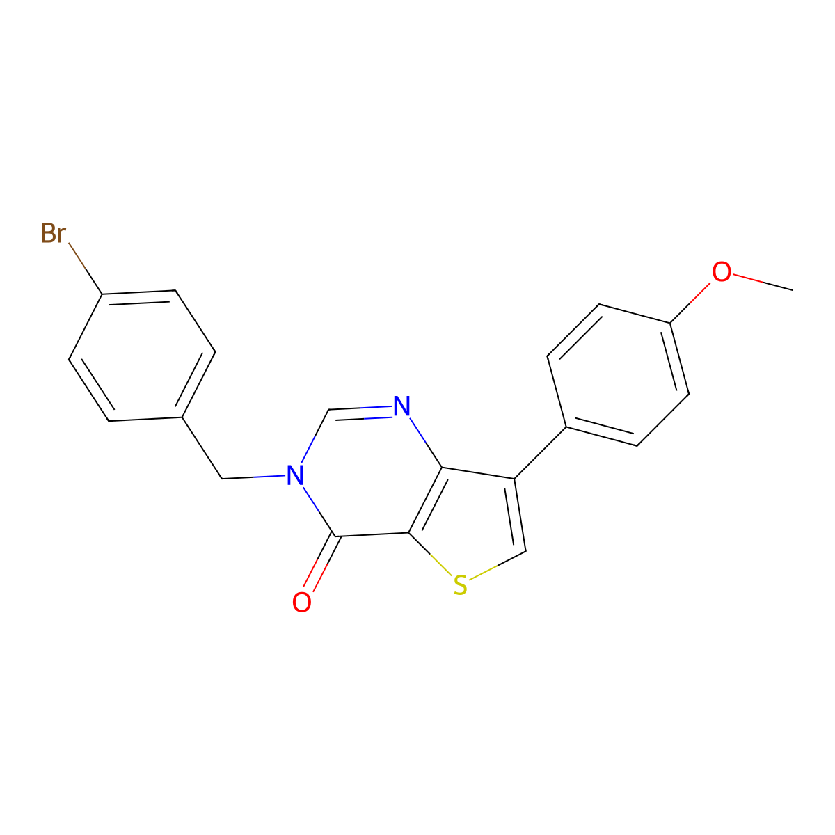 3-(4-bromobenzyl)-7-(4-methoxyphenyl)thieno[3,2-d]pyrimidin-4(3H)-one molecular structure, CAS 1251546-25-4
