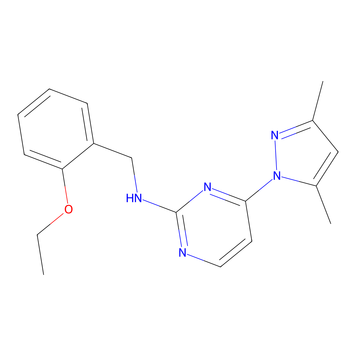 4-(3,5-dimethyl-1H-pyrazol-1-yl)-N-(2-ethoxybenzyl)pyrimidin-2-amine molecular structure, CAS 1251546-27-6