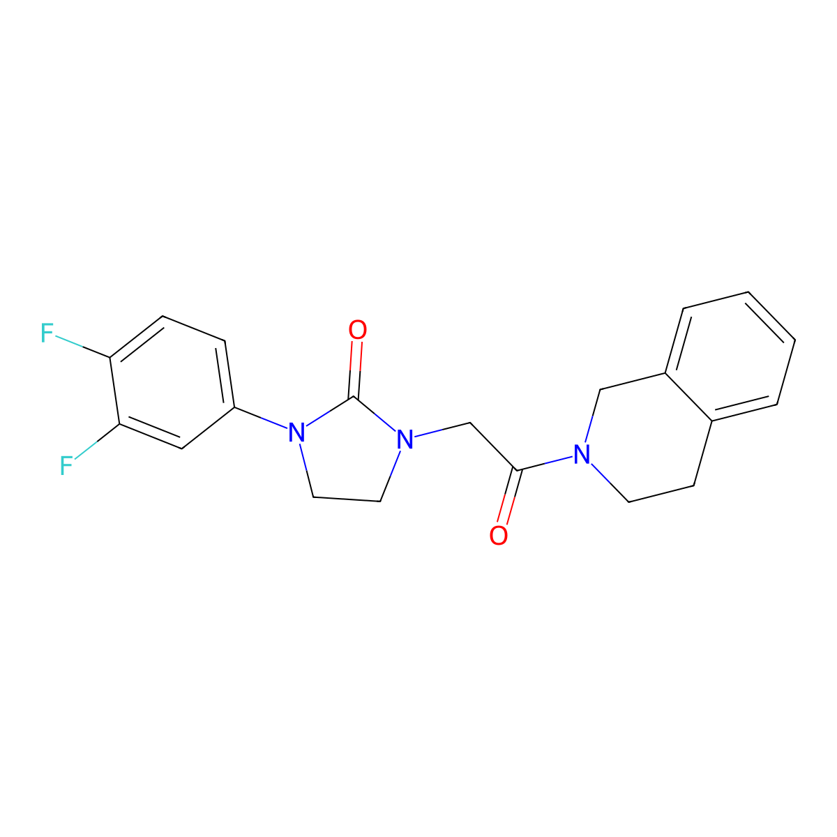 1-(3,4-difluorophenyl)-3-(2-(3,4-dihydroisoquinolin-2(1H)-yl)-2-oxoethyl)imidazolidin-2-one molecular structure, CAS 1251546-34-5