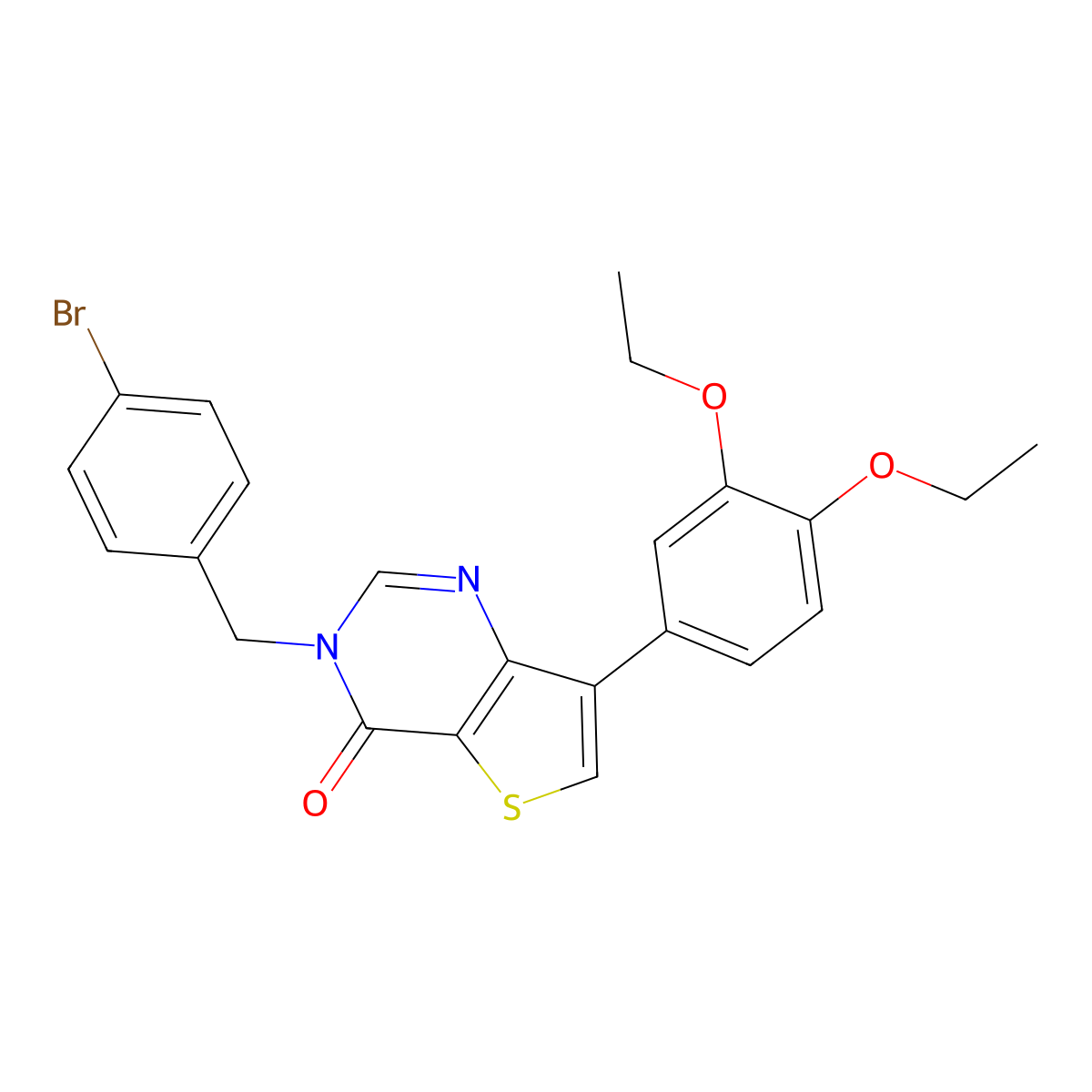 3-(4-bromobenzyl)-7-(3,4-diethoxyphenyl)thieno[3,2-d]pyrimidin-4(3H)-one molecular structure, CAS 1251546-40-3