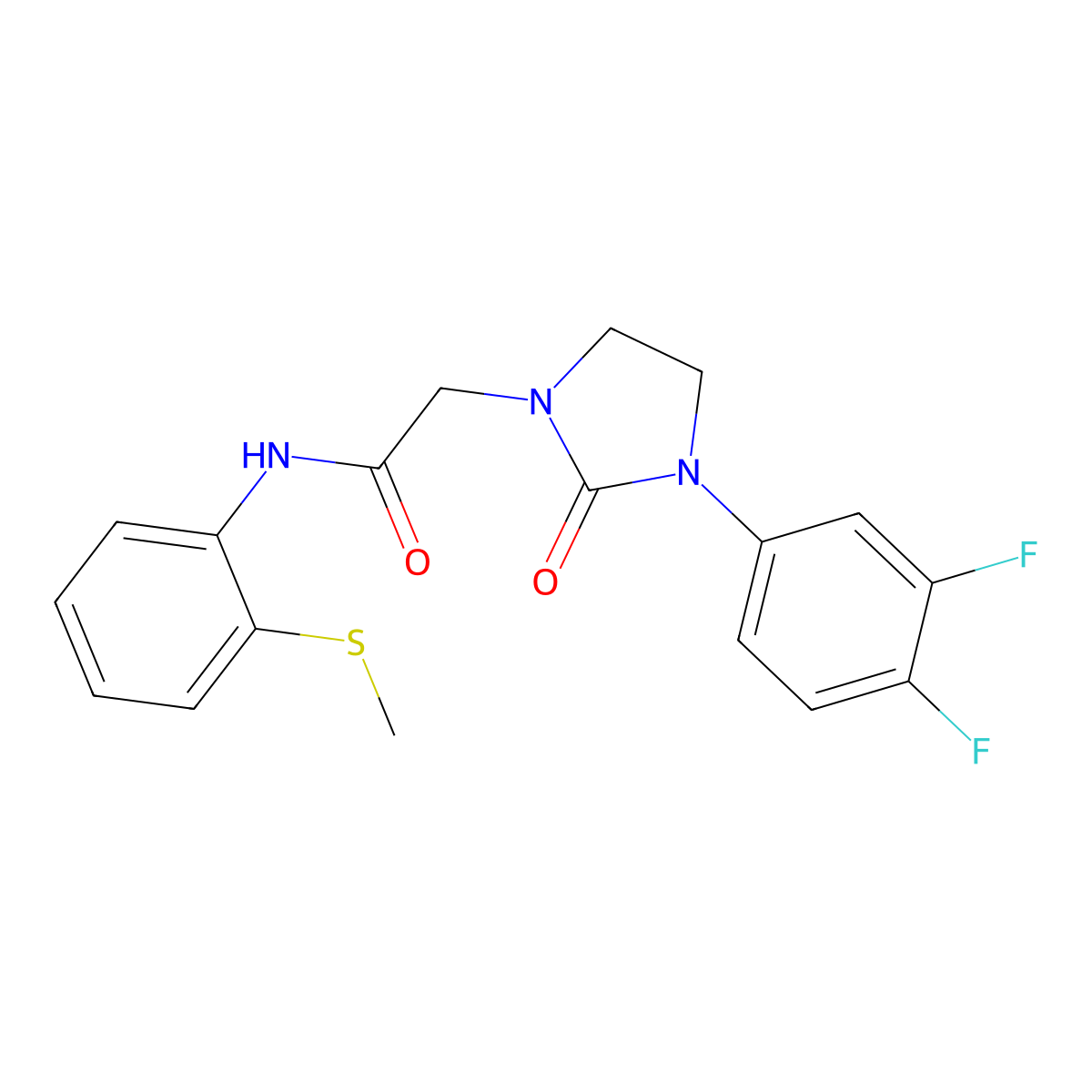2-(3-(3,4-difluorophenyl)-2-oxoimidazolidin-1-yl)-N-(2-(methylthio)phenyl)acetamide molecular structure, CAS 1251546-48-1