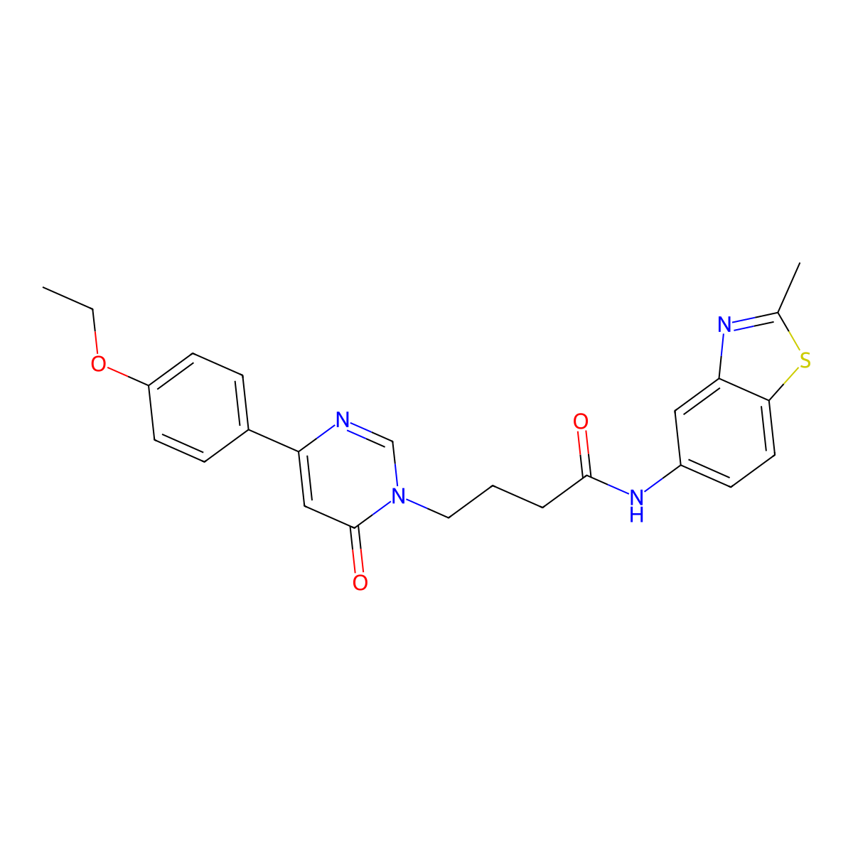 4-(4-(4-ethoxyphenyl)-6-oxopyrimidin-1(6H)-yl)-N-(2-methylbenzo[d]thiazol-5-yl)butanamide molecular structure, CAS 1251546-54-9