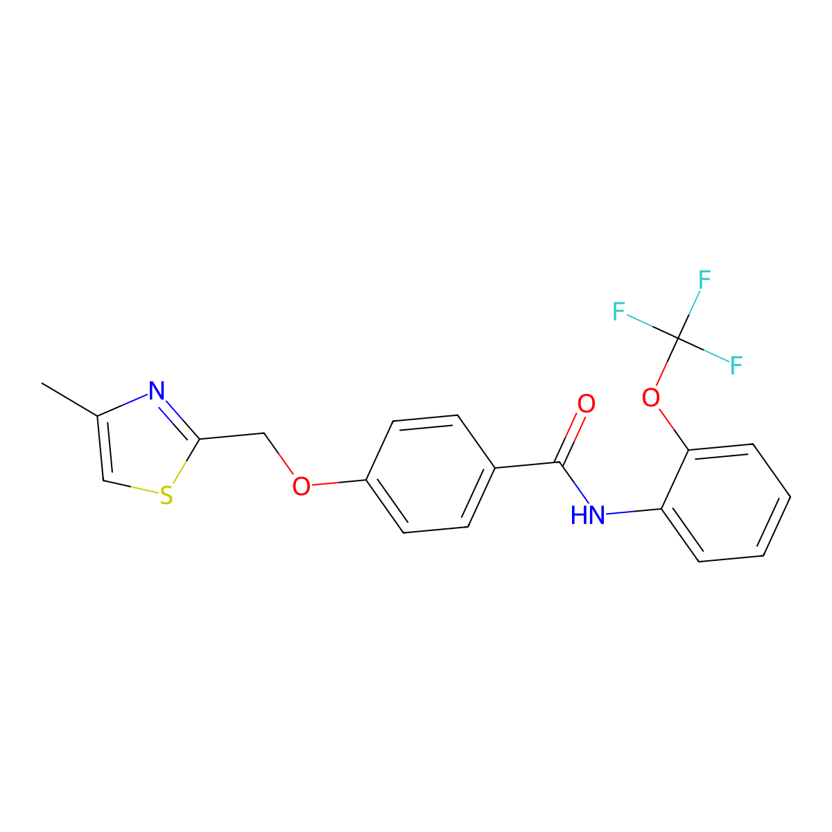 4-((4-methylthiazol-2-yl)methoxy)-N-(2-(trifluoromethoxy)phenyl)benzamide molecular structure, CAS 1251546-63-0