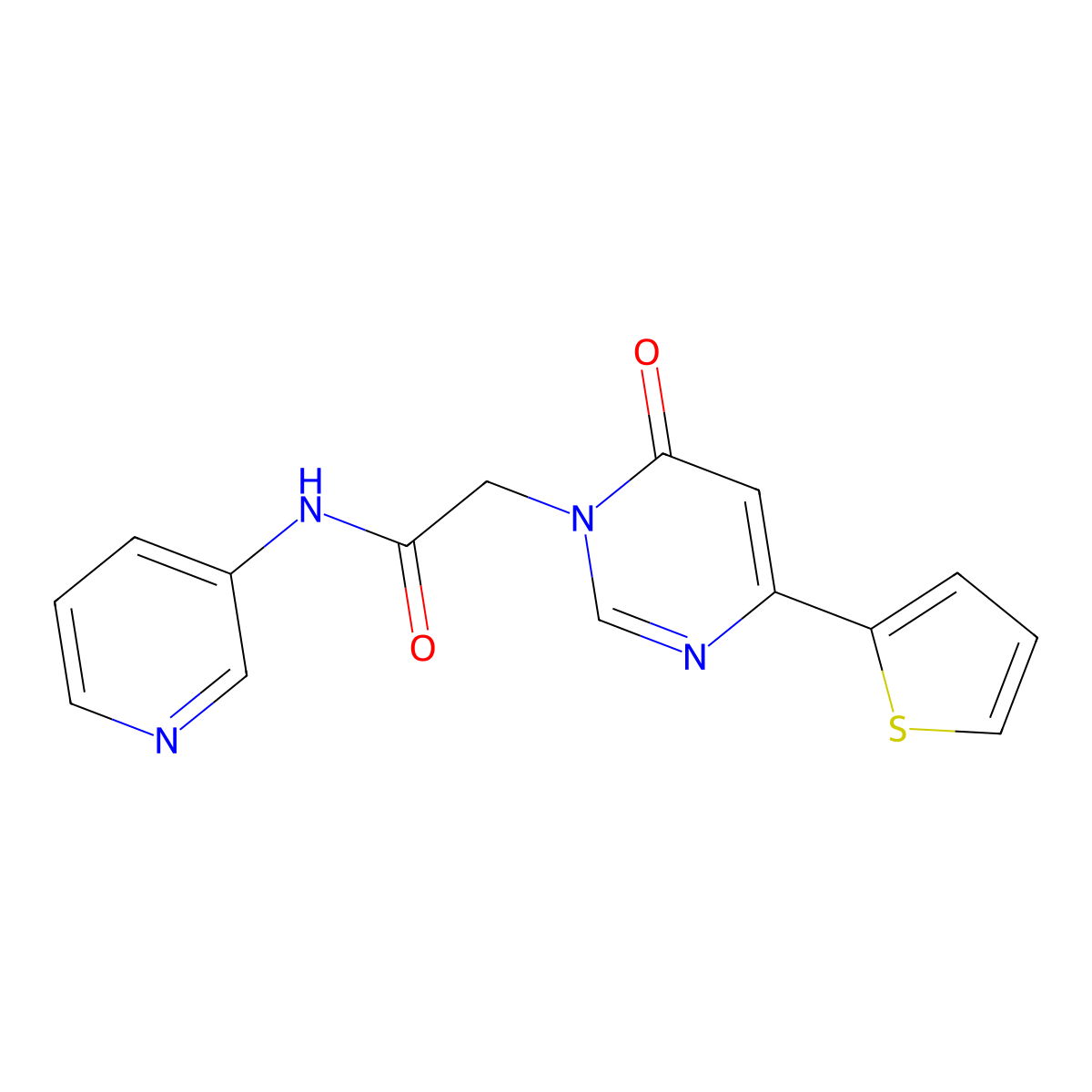 2-(6-oxo-4-(thiophen-2-yl)pyrimidin-1(6H)-yl)-N-(pyridin-3-yl)acetamide molecular structure, CAS 1251546-72-1