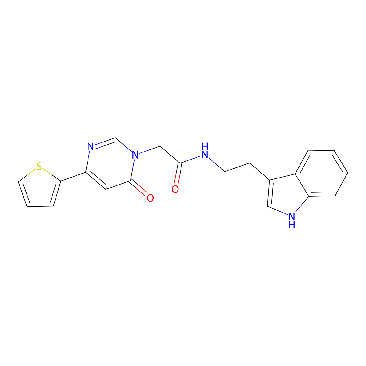 N-(2-(1H-indol-3-yl)ethyl)-2-(6-oxo-4-(thiophen-2-yl)pyrimidin-1(6H)-yl)acetamide molecular structure, CAS 1251546-84-5