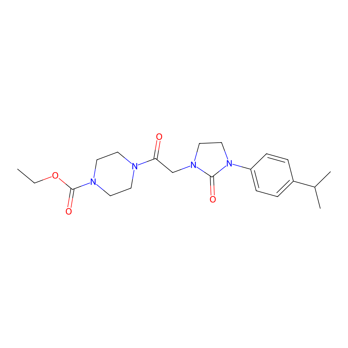 Ethyl 4-(2-(3-(4-isopropylphenyl)-2-oxoimidazolidin-1-yl)acetyl)piperazine-1-carboxylate molecular structure, CAS 1251546-87-8
