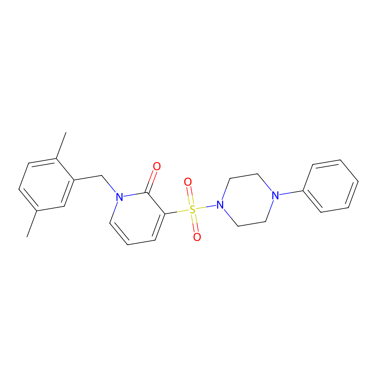 1-(2,5-dimethylbenzyl)-3-((4-phenylpiperazin-1-yl)sulfonyl)pyridin-2(1H)-one molecular structure, CAS 1251546-90-3