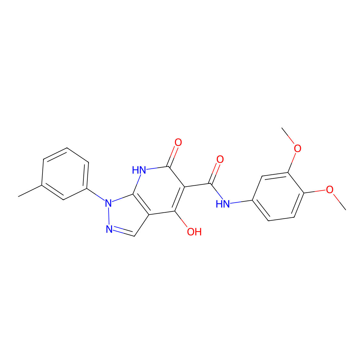 N~5~-(3,4-dimethoxyphenyl)-4-hydroxy-1-(3-methylphenyl)-6-oxo-6,7-dihydro-1H-pyrazolo[3,4-b]pyridine-5-carboxamide molecular structure, CAS 1251546-98-1