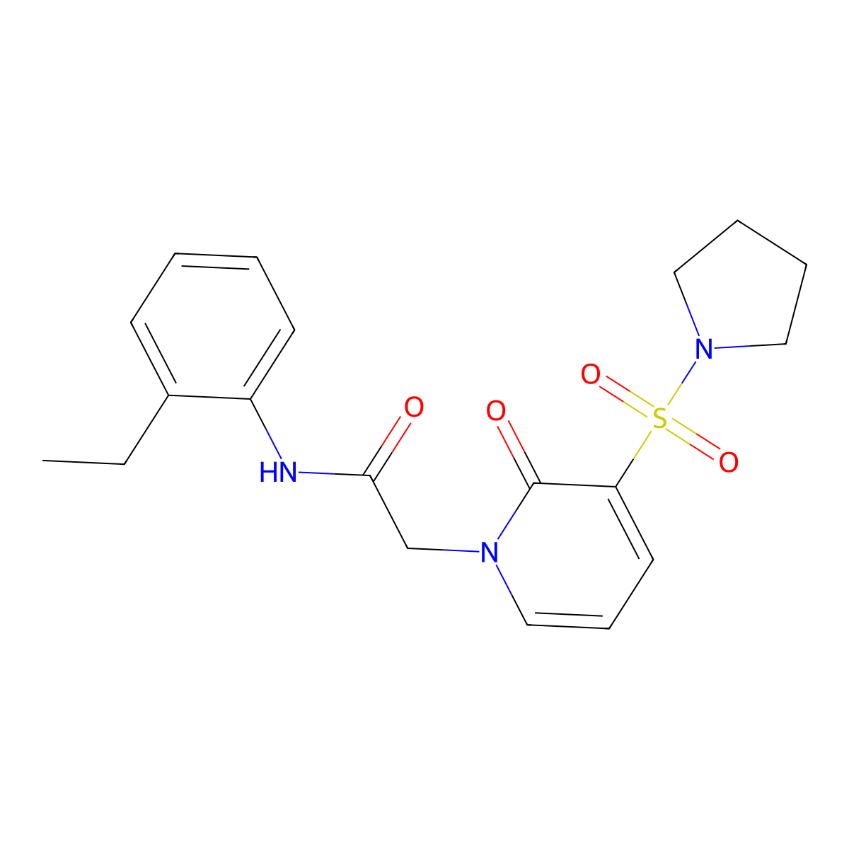 N-(2-ethylphenyl)-2-(2-oxo-3-(pyrrolidin-1-ylsulfonyl)pyridin-1(2H)-yl)acetamide molecular structure, CAS 1251546-99-2