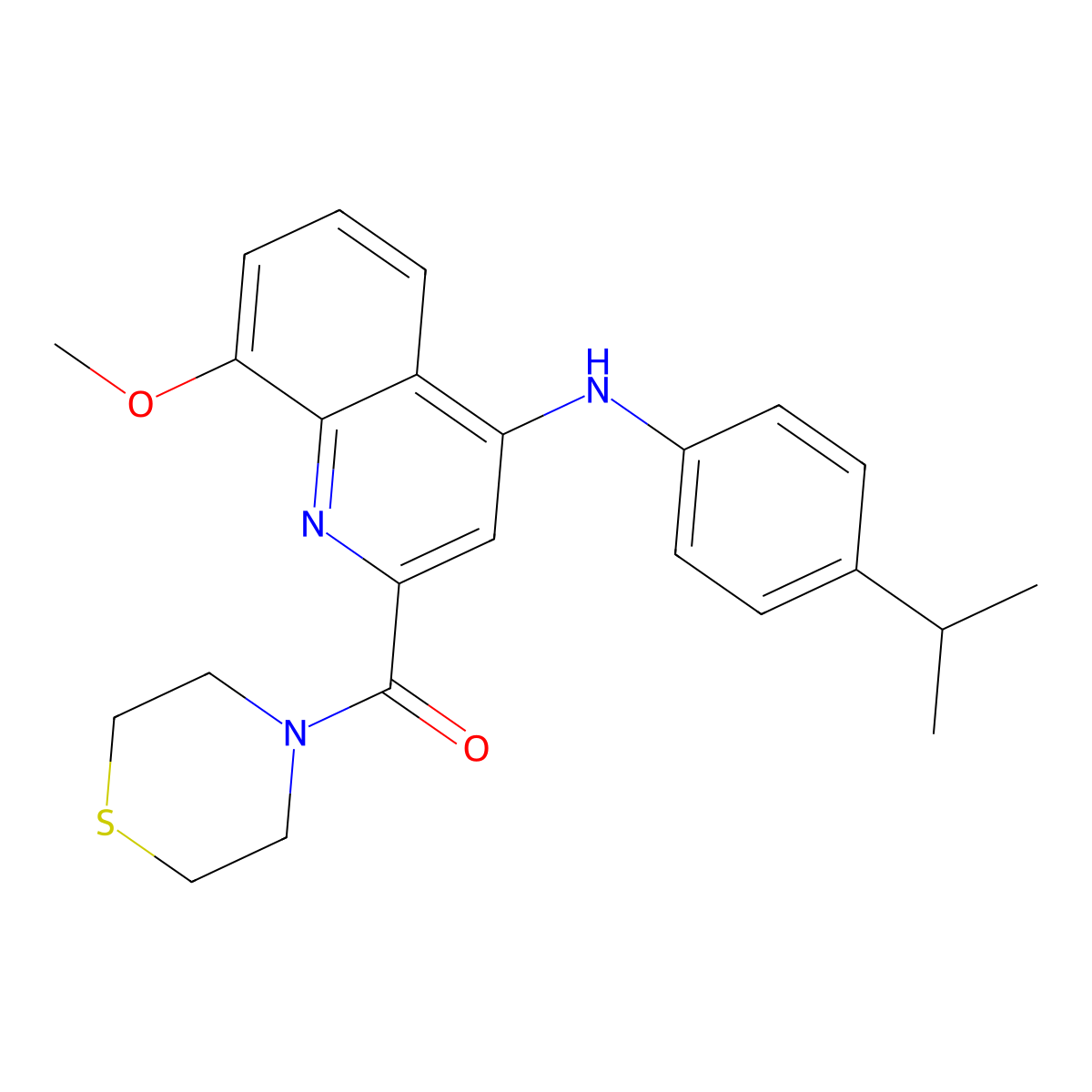 (4-((4-Isopropylphenyl)amino)-8-methoxyquinolin-2-yl)(thiomorpholino)methanone molecular structure, CAS 1251547-03-1