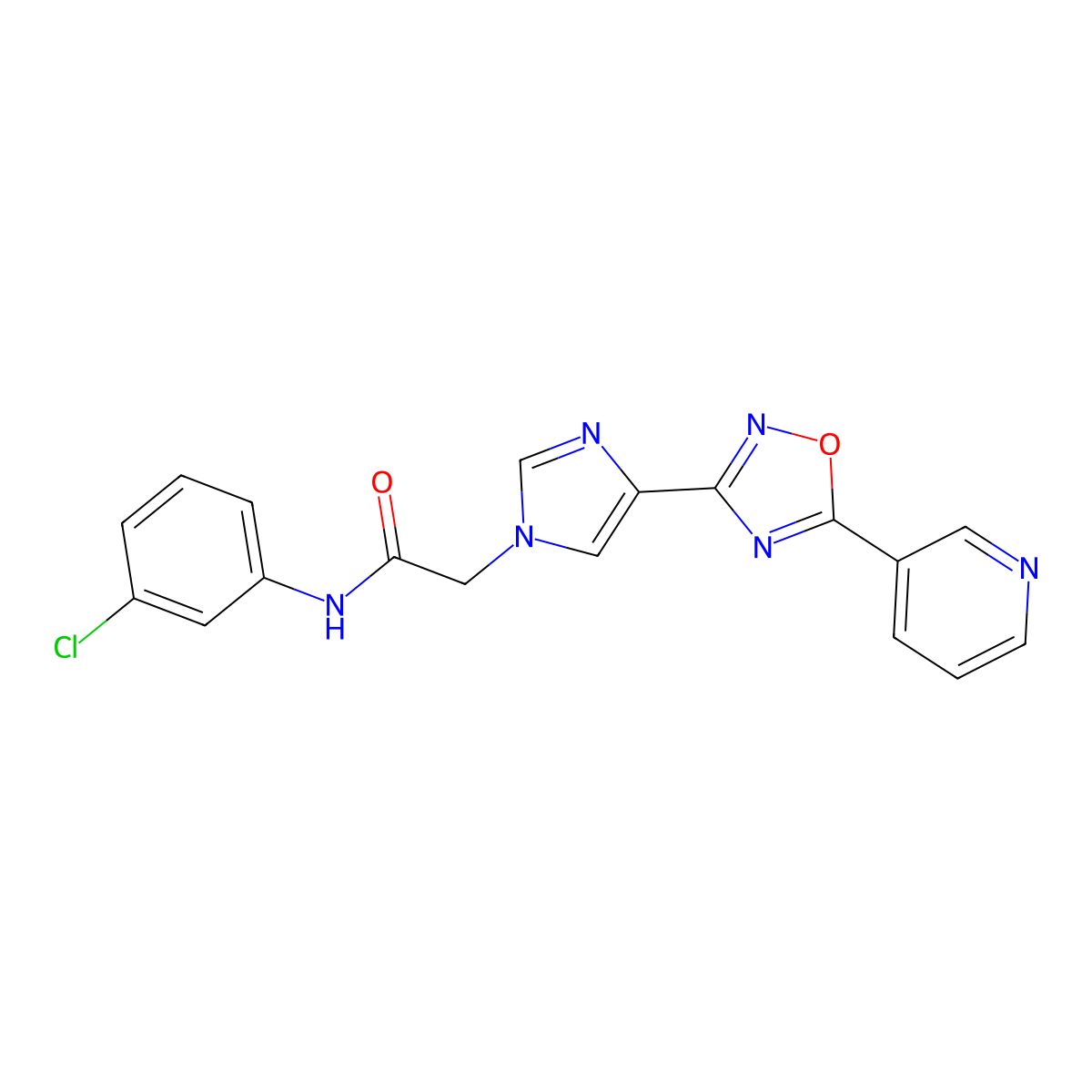 N-(3-chlorophenyl)-2-{4-[5-(pyridin-3-yl)-1,2,4-oxadiazol-3-yl]-1H-imidazol-1-yl}acetamide molecular structure, CAS 1251547-05-3