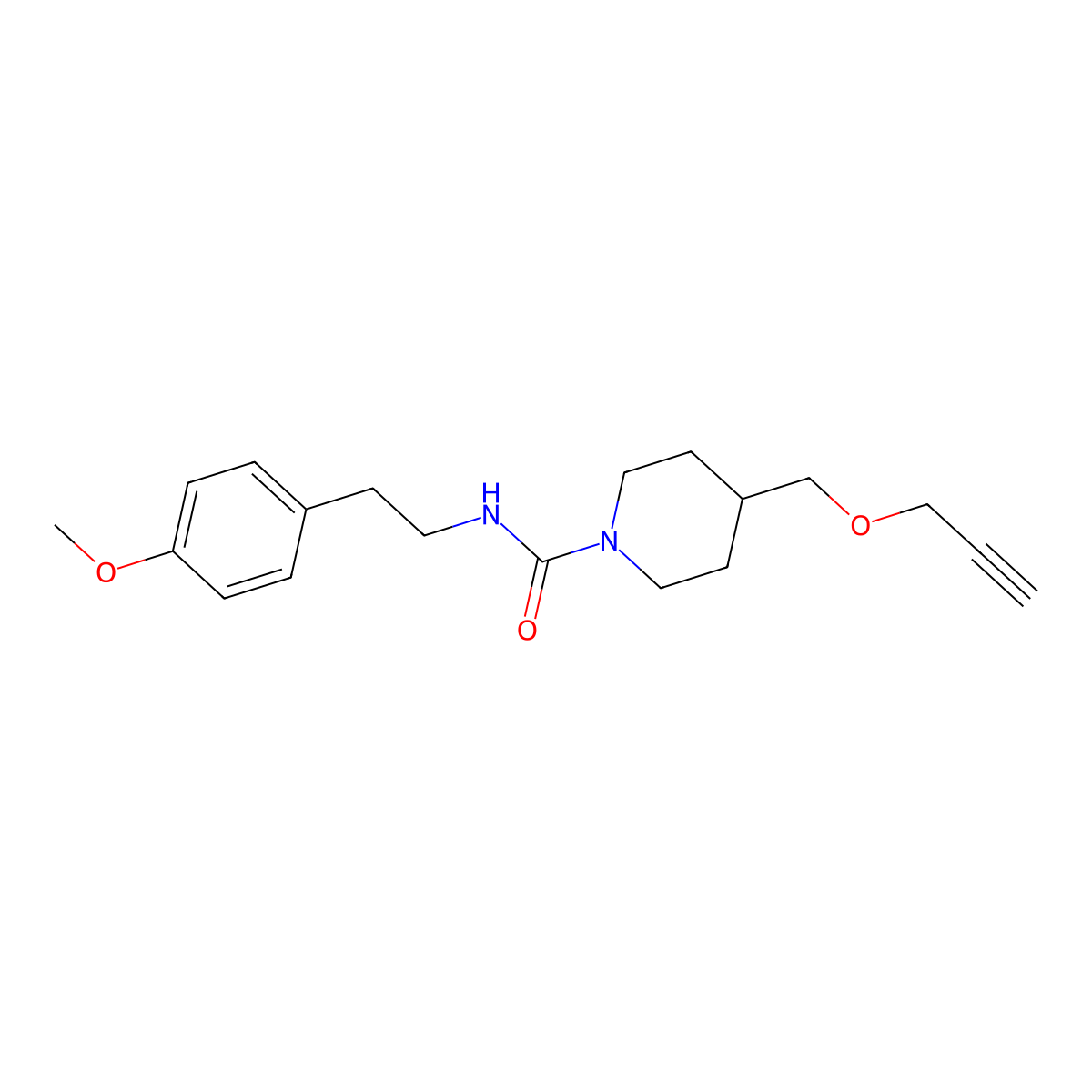 N-(4-methoxyphenethyl)-4-((prop-2-yn-1-yloxy)methyl)piperidine-1-carboxamide molecular structure, CAS 1251547-09-7