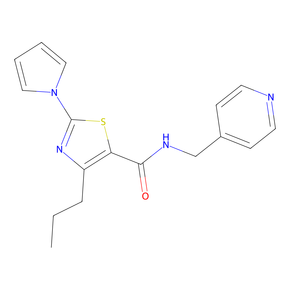 4-propyl-N-(pyridin-4-ylmethyl)-2-(1H-pyrrol-1-yl)thiazole-5-carboxamide molecular structure, CAS 1251547-11-1
