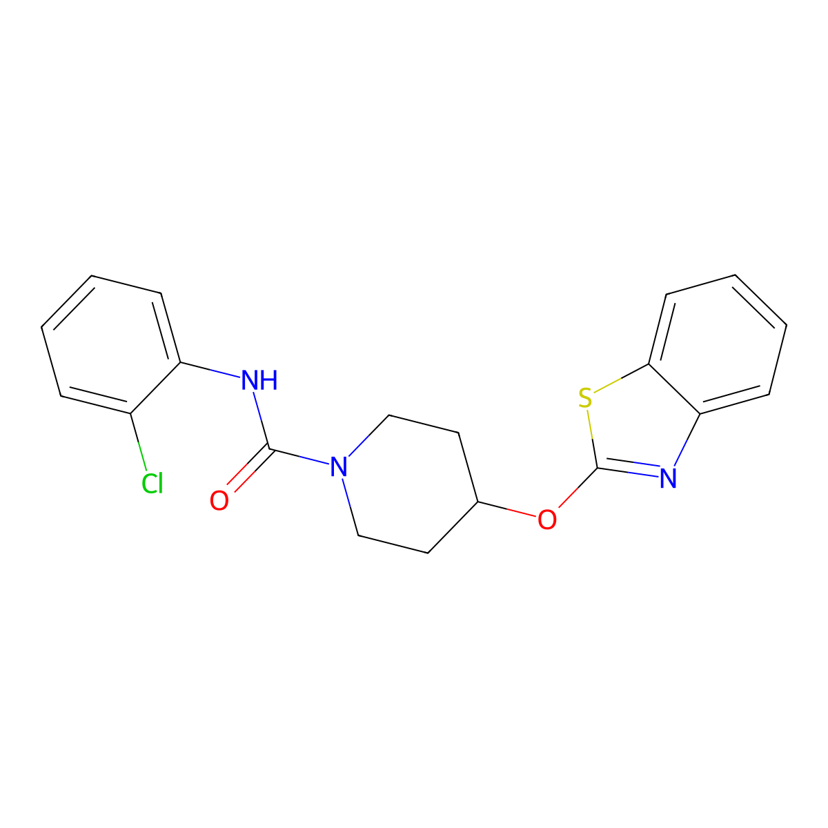 4-(benzo[d]thiazol-2-yloxy)-N-(2-chlorophenyl)piperidine-1-carboxamide molecular structure, CAS 1251547-12-2
