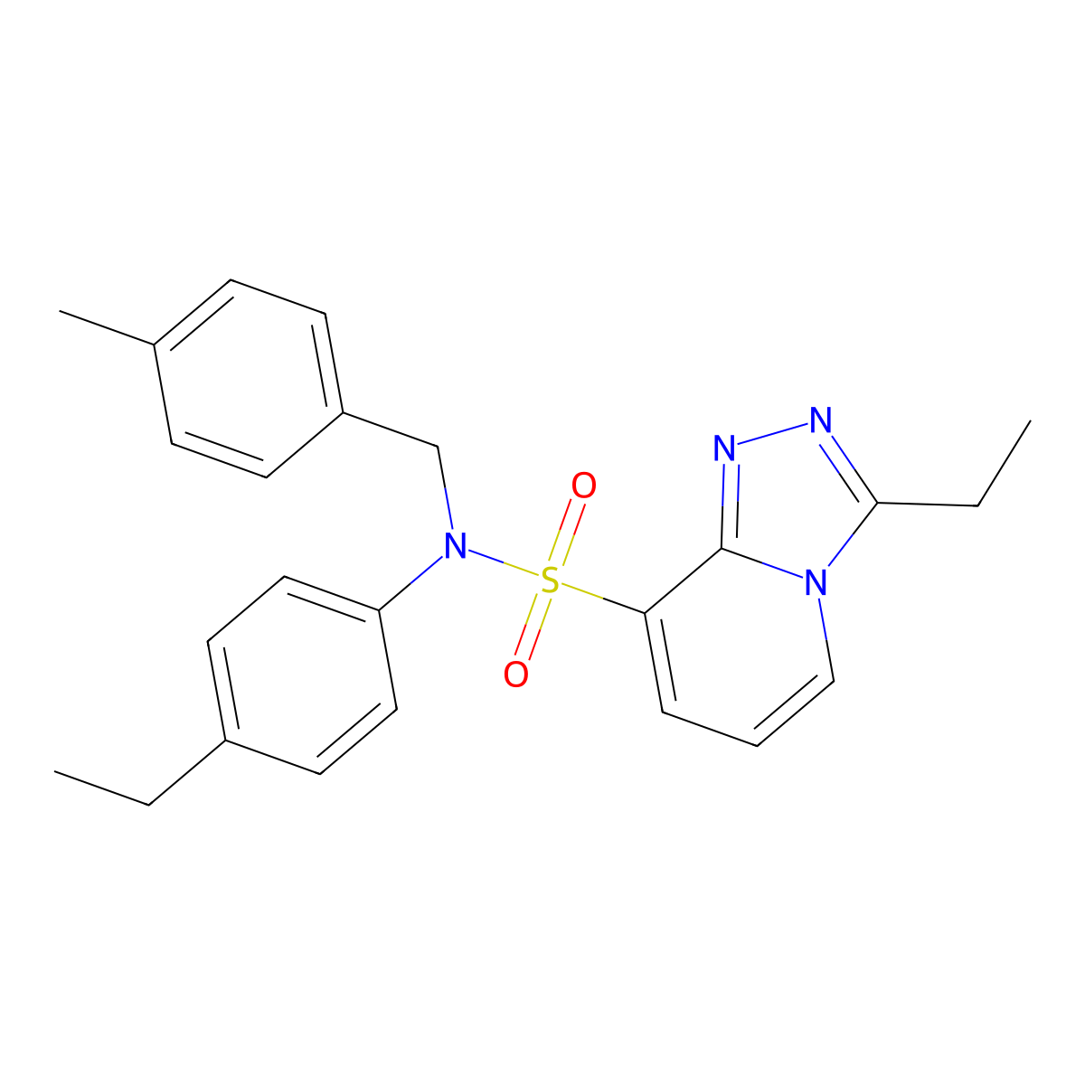 3-ethyl-N-(4-ethylphenyl)-N-[(4-methylphenyl)methyl]-[1,2,4]triazolo[4,3-a]pyridine-8-sulfonamide molecular structure, CAS 1251547-16-6