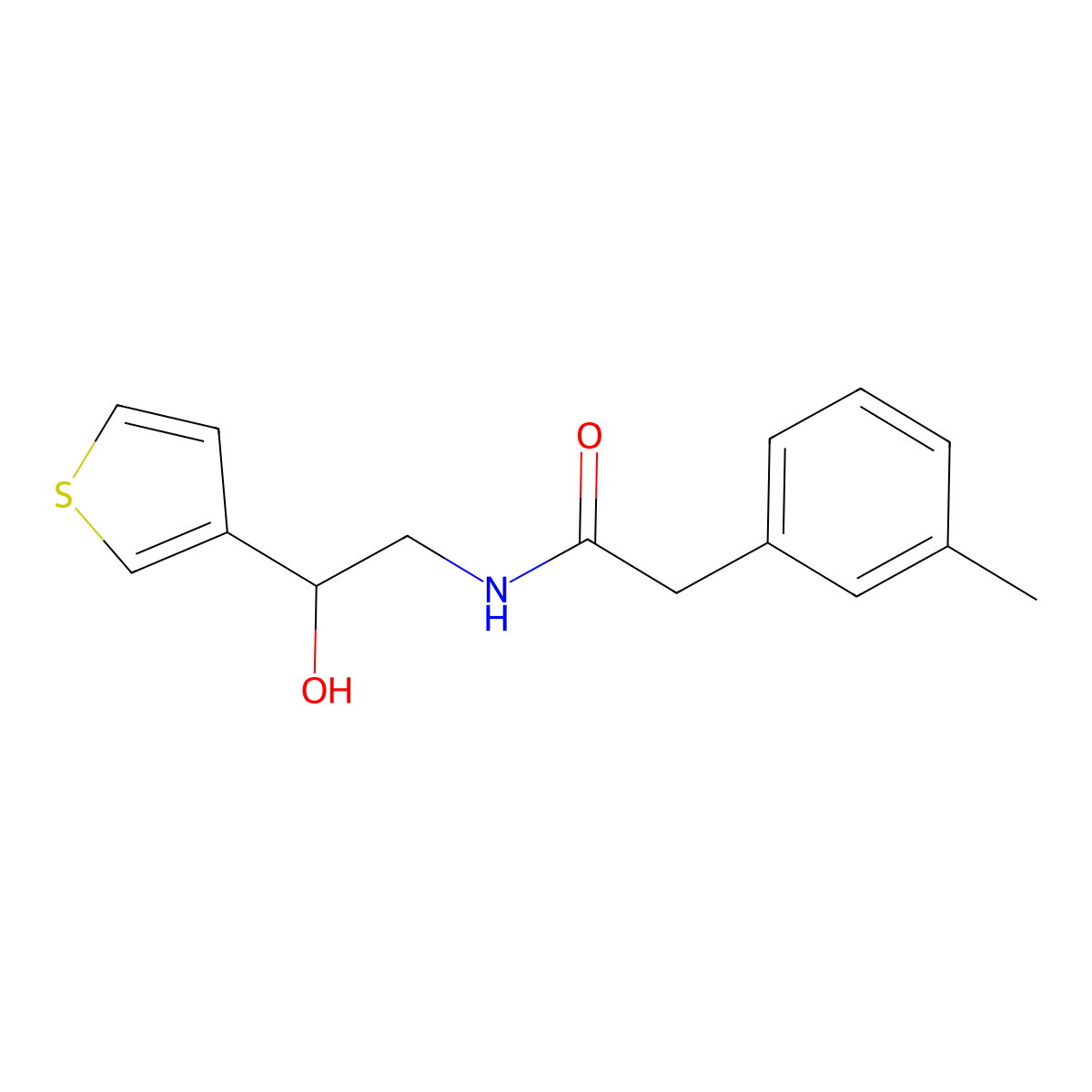 N-(2-hydroxy-2-(thiophen-3-yl)ethyl)-2-(m-tolyl)acetamide molecular structure, CAS 1251547-17-7