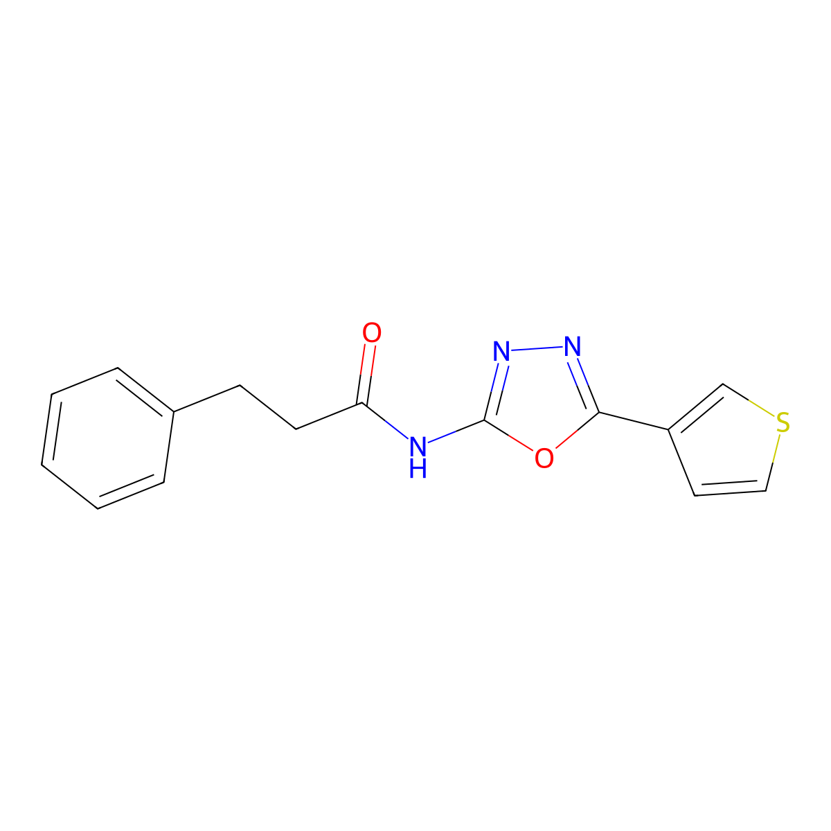 3-phenyl-N-(5-(thiophen-3-yl)-1,3,4-oxadiazol-2-yl)propanamide molecular structure, CAS 1251547-18-8