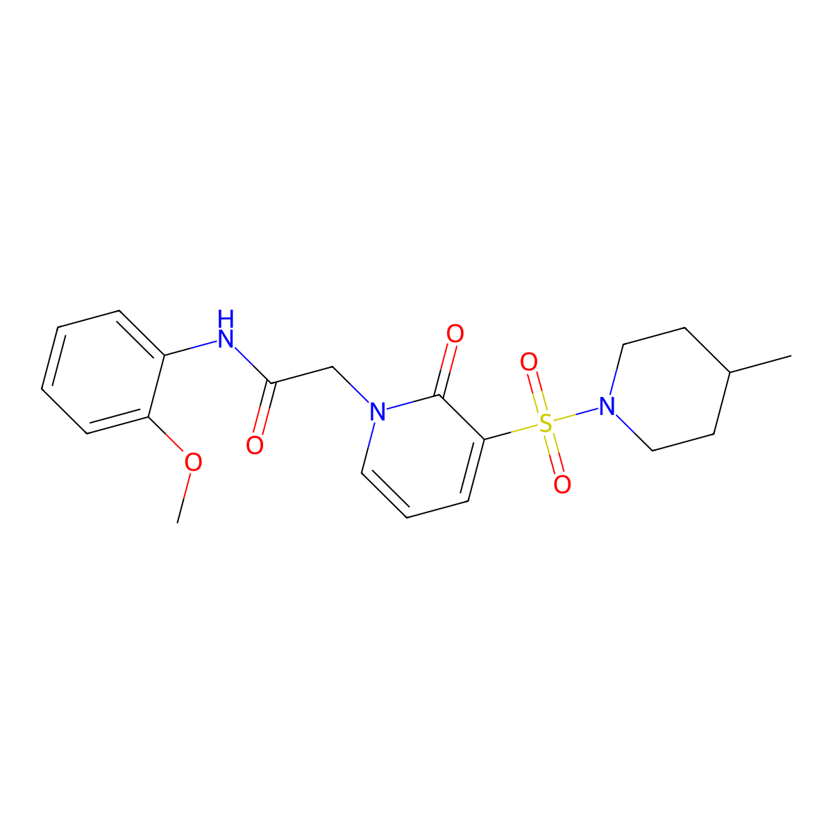 N-(2-methoxyphenyl)-2-(3-((4-methylpiperidin-1-yl)sulfonyl)-2-oxopyridin-1(2H)-yl)acetamide molecular structure, CAS 1251547-22-4