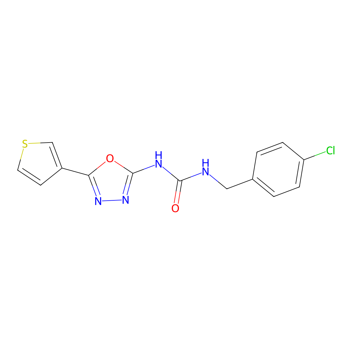 1-(4-Chlorobenzyl)-3-(5-(thiophen-3-yl)-1,3,4-oxadiazol-2-yl)urea molecular structure, CAS 1251547-23-5