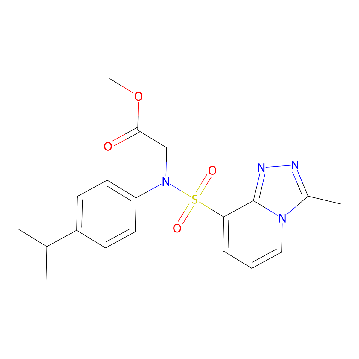 methyl 2-(N-(4-isopropylphenyl)-3-methyl-[1,2,4]triazolo[4,3-a]pyridine-8-sulfonamido)acetate molecular structure, CAS 1251547-34-8