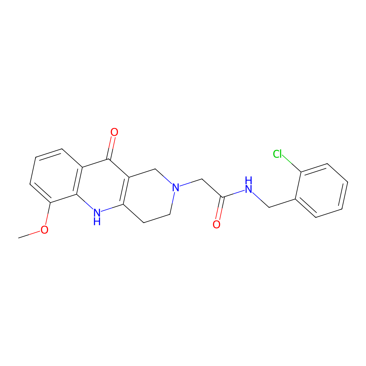 N-(2-chlorobenzyl)-2-(6-methoxy-10-oxo-3,4-dihydrobenzo[b][1,6]naphthyridin-2(1H,5H,10H)-yl)acetamide molecular structure, CAS 1251547-36-0
