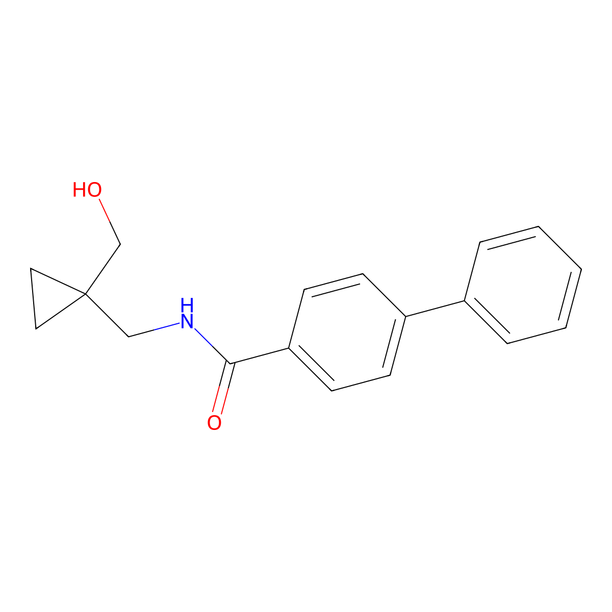N-((1-(hydroxymethyl)cyclopropyl)methyl)-[1,1'-biphenyl]-4-carboxamide molecular structure, CAS 1251547-40-6