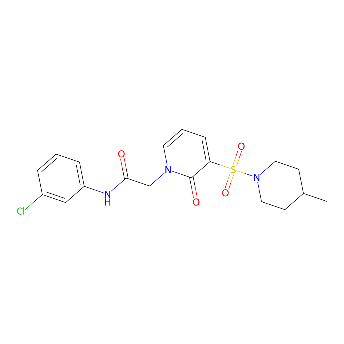 N-(3-chlorophenyl)-2-(3-((4-methylpiperidin-1-yl)sulfonyl)-2-oxopyridin-1(2H)-yl)acetamide molecular structure, CAS 1251547-43-9