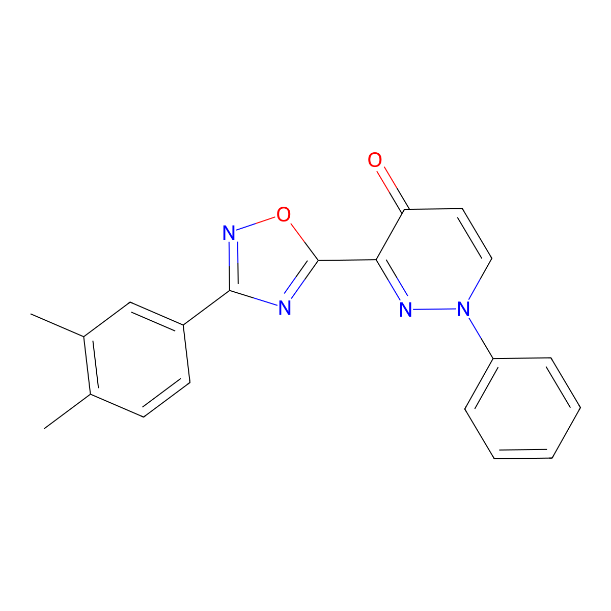 3-[3-(3,4-Dimethylphenyl)-1,2,4-oxadiazol-5-yl]-1-phenyl-1,4-dihydropyridazin-4-one molecular structure, CAS 1251547-52-0