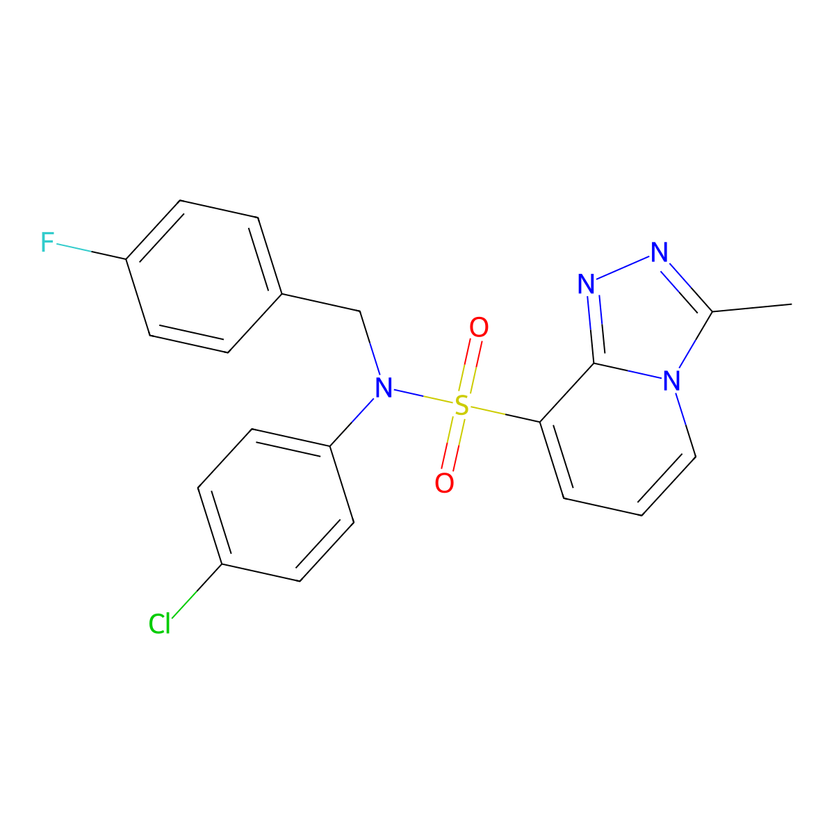 N-(4-chlorophenyl)-N-[(4-fluorophenyl)methyl]-3-methyl-[1,2,4]triazolo[4,3-a]pyridine-8-sulfonamide molecular structure, CAS 1251547-54-2