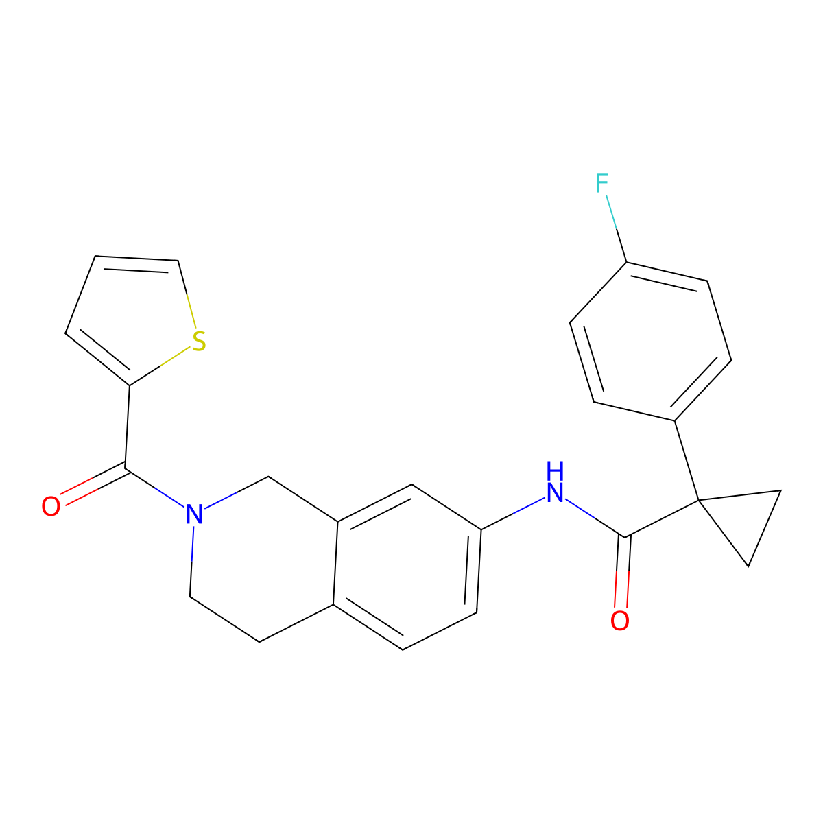 1-(4-fluorophenyl)-N-(2-(thiophene-2-carbonyl)-1,2,3,4-tetrahydroisoquinolin-7-yl)cyclopropanecarboxamide molecular structure, CAS 1251547-56-4