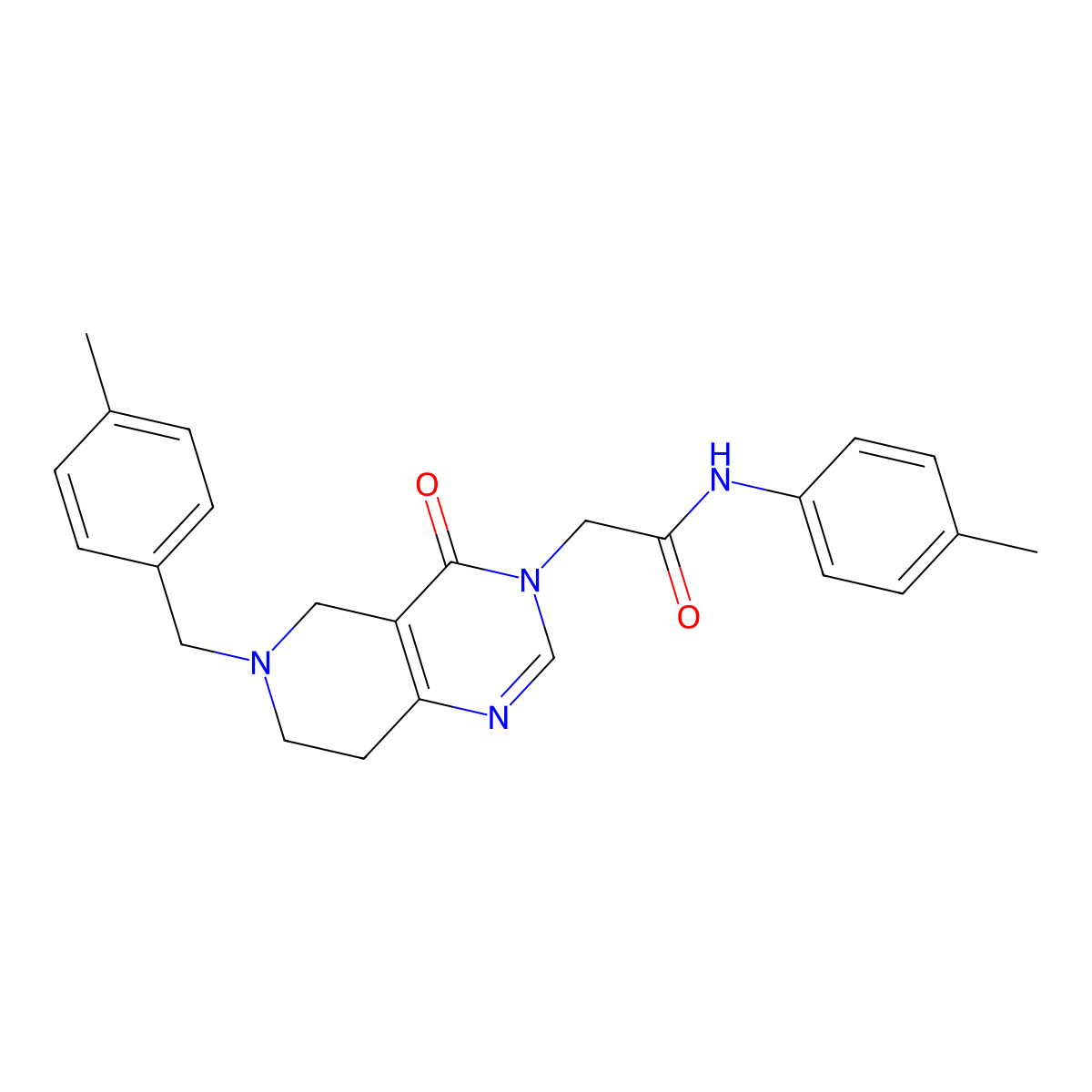 N-(4-methylphenyl)-2-{6-[(4-methylphenyl)methyl]-4-oxo-3H,4H,5H,6H,7H,8H-pyrido[4,3-d]pyrimidin-3-yl}acetamide molecular structure, CAS 1251547-57-5