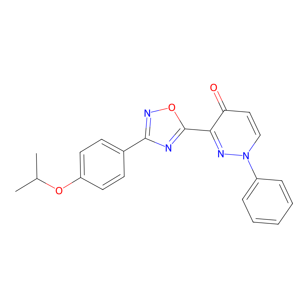 1-phenyl-3-{3-[4-(propan-2-yloxy)phenyl]-1,2,4-oxadiazol-5-yl}pyridazin-4(1H)-one molecular structure, CAS 1251547-61-1