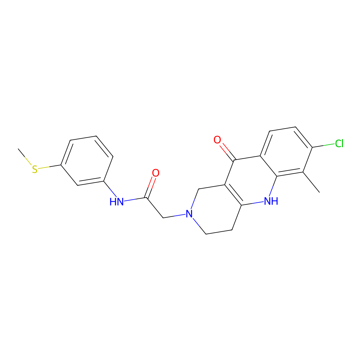2-(7-chloro-6-methyl-10-oxo-3,4-dihydrobenzo[b][1,6]naphthyridin-2(1H,5H,10H)-yl)-N-(3-(methylthio)phenyl)acetamide molecular structure, CAS 1251547-68-8