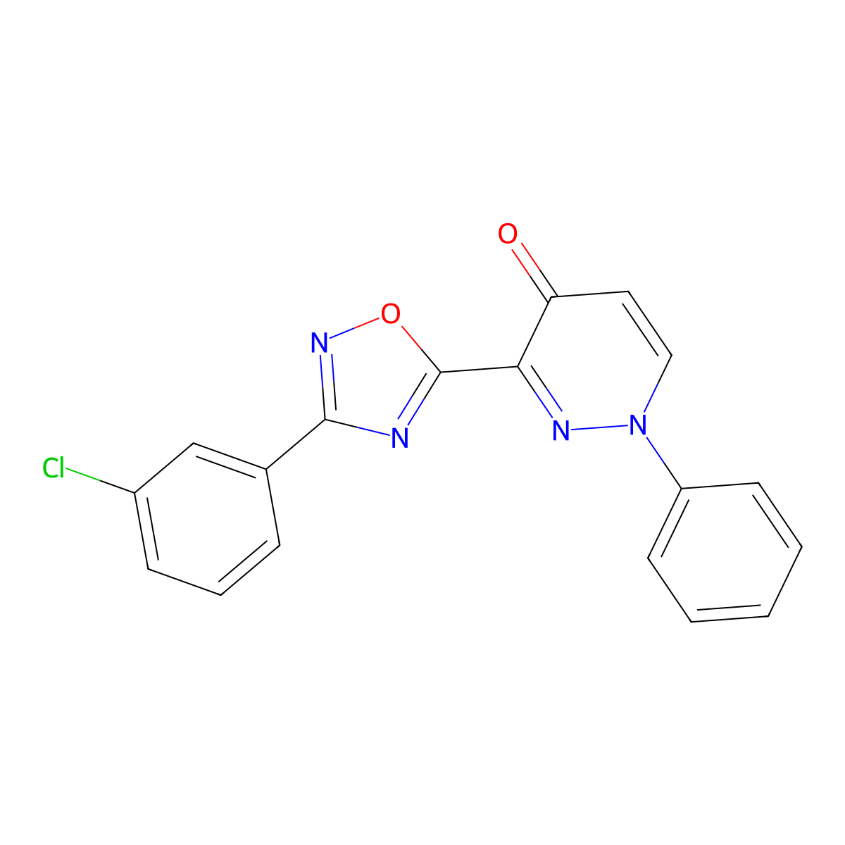 3-(3-(3-chlorophenyl)-1,2,4-oxadiazol-5-yl)-1-phenylpyridazin-4(1H)-one molecular structure, CAS 1251547-70-2