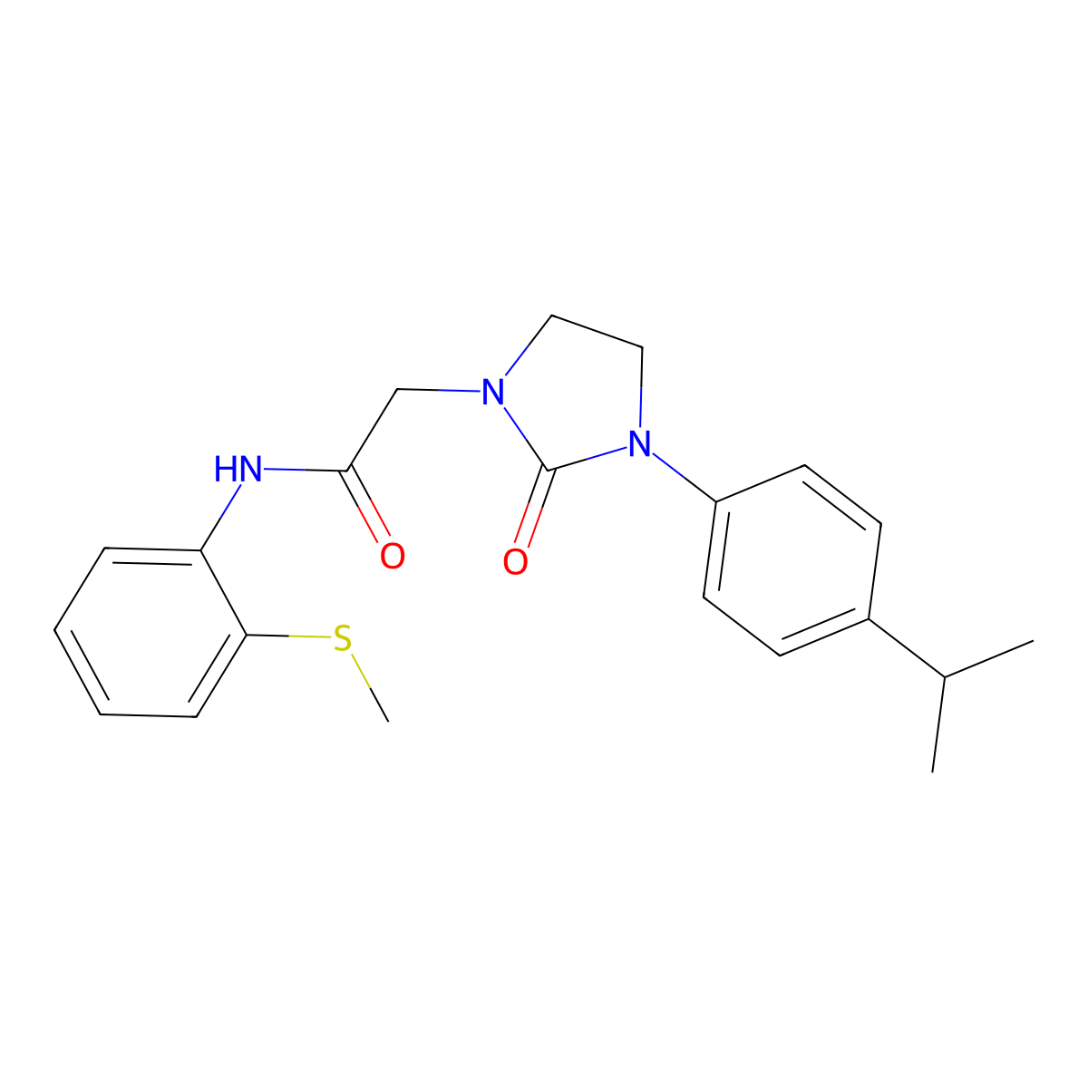 2-(3-(4-isopropylphenyl)-2-oxoimidazolidin-1-yl)-N-(2-(methylthio)phenyl)acetamide molecular structure, CAS 1251547-75-7