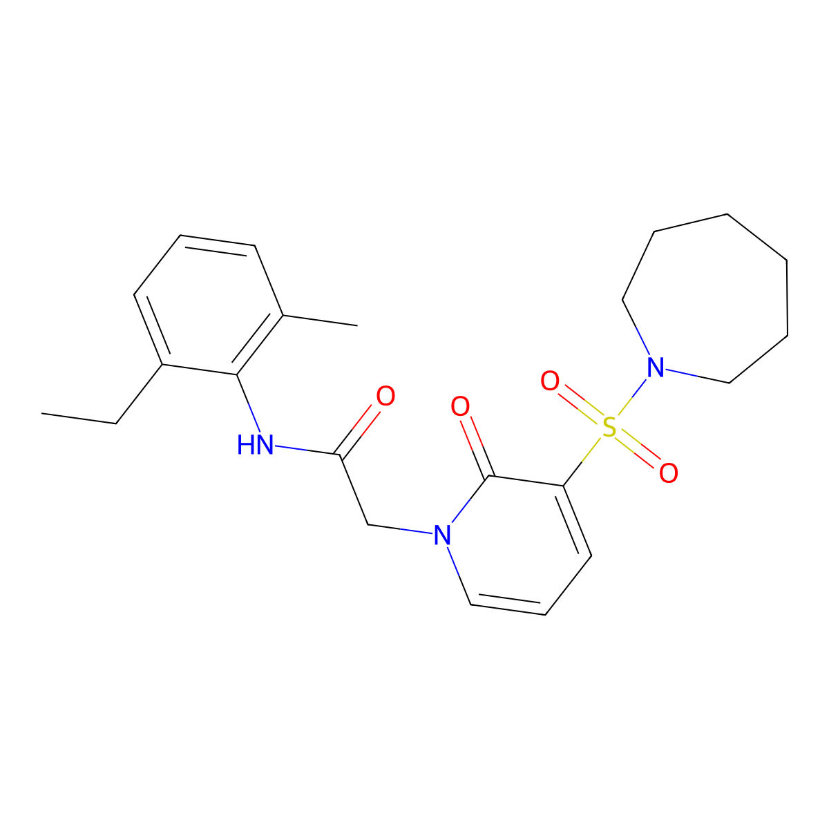2-(3-(azepan-1-ylsulfonyl)-2-oxopyridin-1(2H)-yl)-N-(2-ethyl-6-methylphenyl)acetamide molecular structure, CAS 1251547-76-8