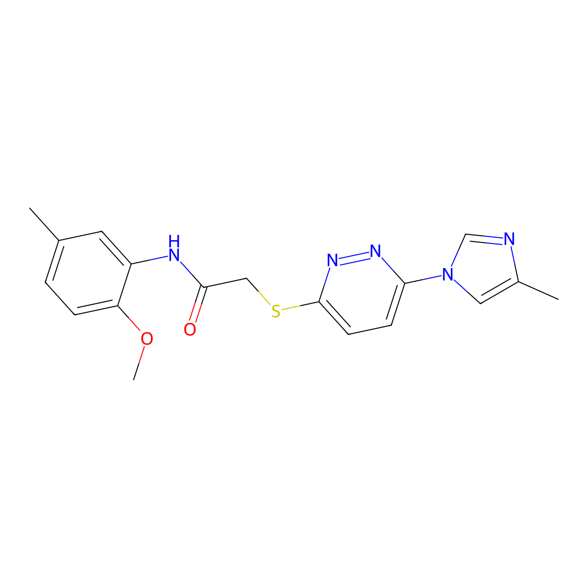 N-(2-methoxy-5-methylphenyl)-2-((6-(4-methyl-1H-imidazol-1-yl)pyridazin-3-yl)thio)acetamide molecular structure, CAS 1251547-78-0