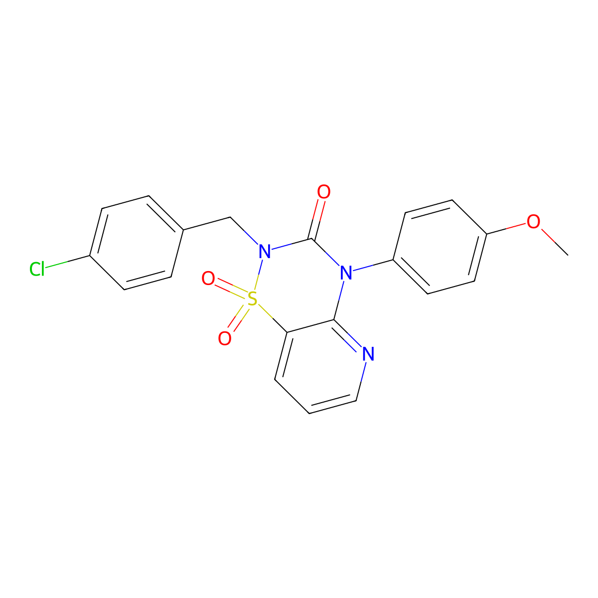 2-(4-chlorobenzyl)-4-(4-methoxyphenyl)-2H-pyrido[2,3-e][1,2,4]thiadiazin-3(4H)-one 1,1-dioxide molecular structure, CAS 1251547-79-1