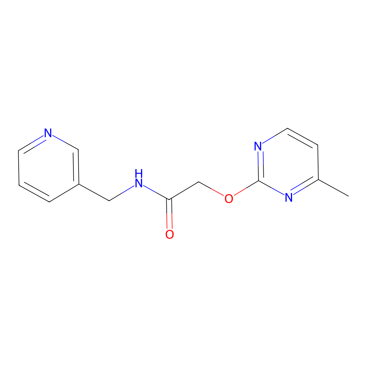 2-((4-methylpyrimidin-2-yl)oxy)-N-(pyridin-3-ylmethyl)acetamide molecular structure, CAS 1251547-86-0