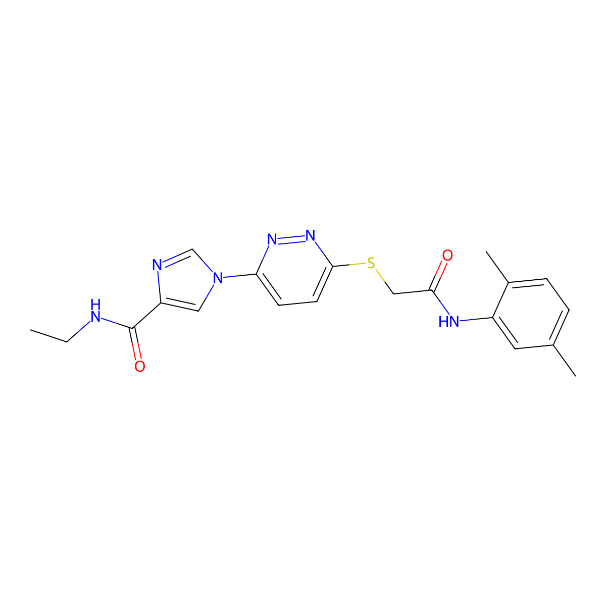 1-(6-((2-((2,5-dimethylphenyl)amino)-2-oxoethyl)thio)pyridazin-3-yl)-N-ethyl-1H-imidazole-4-carboxamide molecular structure, CAS 1251547-87-1