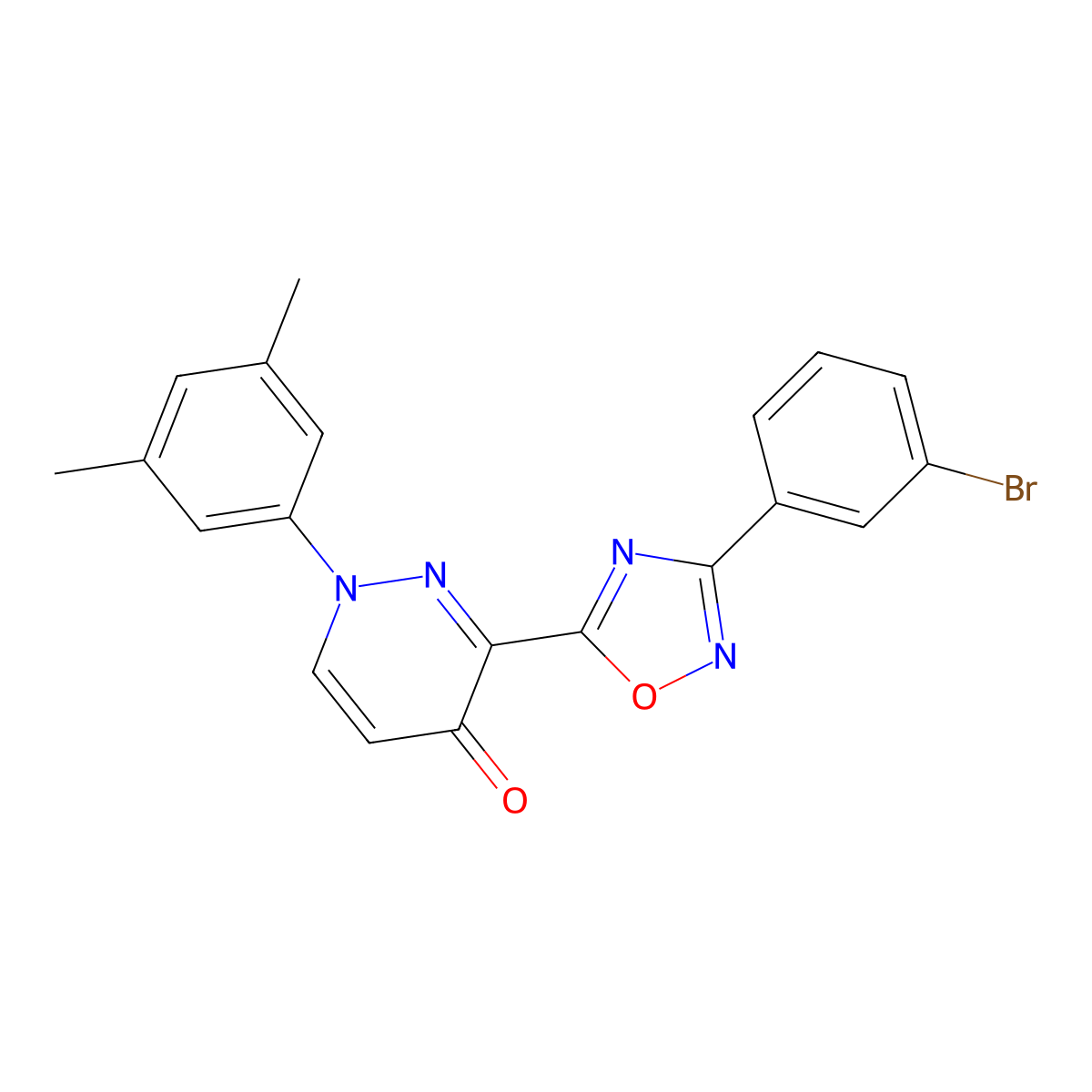 3-[3-(3-Bromophenyl)-1,2,4-oxadiazol-5-yl]-1-(3,5-dimethylphenyl)-1,4-dihydropyridazin-4-one molecular structure, CAS 1251548-01-2