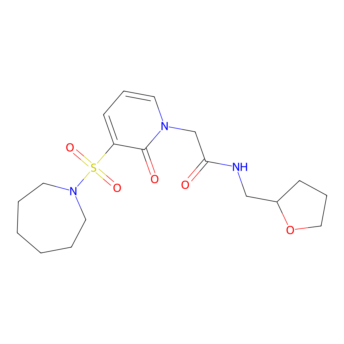 2-[3-(azepane-1-sulfonyl)-2-oxo-1,2-dihydropyridin-1-yl]-N-[(oxolan-2-yl)methyl]acetamide molecular structure, CAS 1251548-04-5